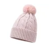 Beanie/Skull Caps Women Winter Hat Thicked Plush Inside Knitted Beanie With Pom-poms Female Warm Ski Outdoor Flanging Twist For Woman