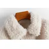 Katı Renk Koyun Shearling Kürk Kısa Mont Kadın Lady Kadınlar Kompozit Kürk Yün Ceketler Lambswool Sıcak Dış Giyim Kış 211019