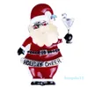 Rhinestone Santa Claus Brosch Pin Mode Emalj Söt Merry Christmas Metal Broscher Pins Carnival Party Smycken