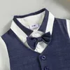 Pudcoco 3-24m 2pcs Nyfödda Baby Boys Höstkläder Satser Gentleman Passar Långärmad Lapel Bowtie Waistcoat Skjortor Byxor Outfits G1023