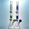 콘덴서 코일 16 인치 물 담뱃대 Freezable Glass Bongs 6 팔 나무 Perc 확산 된 다운 시스템 오일 Dab rigs 구축 봉 비커베이스 물 파이프 18mm 여성 관절