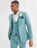 Abiti da uomo verde menta Abiti da uomo con risvolto con risvolto smoking per blazer da sposa Abiti da sposo slim fit 3 pezzi Giacche da ballo con un bottone Gilet con pantaloni