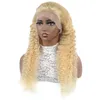 Allove 28-32 inch Peruaans recht menselijk haar Kanten voorpruiken 613 blonde kleur Braziliaans kinky krullend lichaam diep los voor dames8184860