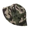 Curly Lamb Wool Fisherman Mössor Kvinnor Man All-Match Camouflage Hat Vår Höst Vinter Håll Varma Plush Caps Fashion 4 Färger Bucket Cap