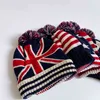 Winter Usa Flag Beanie Pom Poms Ball Knitted Hats For Men Vintage Blue Red Unisex Outdoor Warm Wool Hat Men'S Sport Skullies Cap