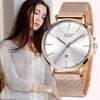 Lige Luxury Date Watch Kvinnor Vattentät Rose Gold Mesh Belt Ladies Armbands Klockor Top Brand Bracelet Clock Relogio Feminino 2020