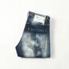 Designer mager fötter byxor mens jeans rippade färg splatter retro blå rak kvalitet jean streetwear tiggare streepants