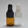 1 ml bernsteinfarbene Klarglasflasche für E-Liquid, Parfümprobe, Tropfflasche aus reinem Glas, Fläschchen für ätherisches Öl und Saft