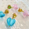 Färgad glasyr kärlek örhängen nisch design söt persika stud hjärta personlighet temperament ins trend mode high-end smycken
