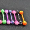 100pcs Body Jewelry Piercing Tongue Ring Barbells Nipple Bar Mix Nice Colors Christmas Gift 2278 Q2226S
