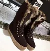 Klassiker Vinter Snö stövlar Real Fur Slides Läder Vattentät Varma Knähöga Boots Modestövlar