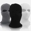 Bere Şapkalar Unisex 2-Delik Örme Kayak Maskesi Balaclava Şapka Kış Katı Renk Tam Yüz Kapak Boyun Gaiter Açık Rüzgar Geçirmez Beanie Cap