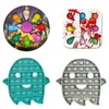 Lueur dans le noir Halloween citrouille fantôme dessin animé Push jouets enfants bulle ping jeu de société doigt Puzzle apprentissage précoce cadeau de fête G96JARV9223399