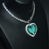 Hjärta kärlek 10ct lab aquamarine hänge 925 sterling silver choker party bröllop hängen med halsband för kvinnor trendiga smycken