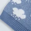 Casual vrouw losse blauwe wolken v-hals gebreid vest lente mode dames mouwloze truien meisjes zoete zachte knitwear 210515