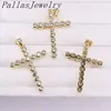 10 шт. Золотой цвет ясный кубический цирконий CZ Micro Pave Cross Chartlace Charm Allught Jewelrys X0707