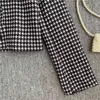 Vintage Women Tweed Jackets Höst Fashion Casual All-Match Koreansk Elegant Lady Houndstooth Short Coat Woolen Outwear 210514