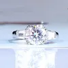 Eternal 925 Sterling Silver Skapat Diamond Ringar för Kvinnor Engagemang Bröllop 4ct Round Topaz Gemstone Ring Fine Smycken