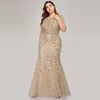 Cross border trade between Evening Dress large Sequin mesh fishtail banquet host Bridesmaid Dress