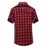 Rood en zwart plaid shirt mannen shirts zomer mode chemise homme heren geruite shirts korte mouw shirt mannen blouse 210708