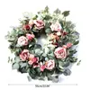 22inch Artificial Light Coffee Roses Front Door Wreath Handcrafted Wreath for front Door Outdoor Home Wall Party Dropshipping Q0812