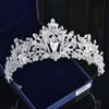 Linda princesa Big Wedding Crowns Jeia de noiva Tiaras para mulheres Silver Metal Crystal Rhinestone Hair Bands