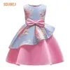 Fashion Birthday Girls Paryt Dress Long Style Girls Summer Clothes Robe Fille Ete 2021 Girl Princess Dress Tutu Lace Kids Dress Q0716