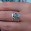 Wedding Rings Boho Female Big Moonstone Ring Unique Style Silver Gold Color Jewelry Promise Engagement For Women294Y