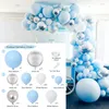 Blue Silver Macaron Metal Balloon Garland Arch Happy Birthday Party Decoration Kids Wedding Birthday Baloon Baby Shower Boy Girl 716 B3