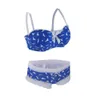 Sexy Set MiaoErSiDai Ensemble de soutien-gorge sexy pour filles Flying Bird Bleu Sous-vêtements imprimés Bralette en dentelle et soutien-gorge rembourré bref ont une petite taille 28-36 A-DDD L2304