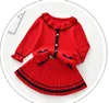 Девушки свитер наборы детская одежда детская одежда наряды осенью зима хлопок с длинным рукавом вязание шаблоны свитера топы короткие юбки дети костюмы