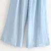 Solid Casual Paper Bag Pants Women High Waist Loose Pleated Long Trousers Female Elegant Straight Sashes Wide Leg 210515