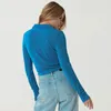 2021 Slim Ruched Ladies Sparkle Shirts Women Sexy Fashion Clothing Button Up Collar Glitter Shirt Long Sleeve Cropped Top