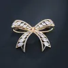 Flower 14K Soild Gold Brooches for Women Classic Bowknot Anniversary voal Diamond Jewelry Christmas Luxury Brooch Pins