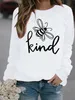 Bee Kind Printed Hoodies Women Fleece Long Sleeve O Neck Loose Sweatshirt Girls Women Hoodie Pullovers Winter X0721