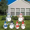 6PC signes de cour de bonhomme de neige de Noël avec des piquets pour le décor extérieur de pelouse de maison de ferme de jardin
