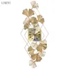 Chinese Style Ginkgo Leaf Light Luxury Living Room Home Clock Minimalist Decoration Atmosphere Wall Watch 210414