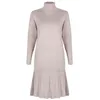 Foridol Turtleneck Tricoté Pull Robe Femmes Manches longues Automne Hiver A-Line Basic Midi Pull Robe Robes 210415