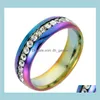 Titanium Steel Black Finger With Diamonds Man Silver Plated Women Goldencolor Jewelry Female Wedding Lzkrf Band W87Gy