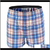 Shorts Mens Clothing Apparel Drop Delivery 2021 Summer Men Plaid Print Elastic Waistband Loose Boxers Beach Home Short Pants Lsgx# Fzdac