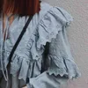 Mode Creux Out Crochet Fleur Blouse Femme Chemises Doux Champignon Décoration Femmes Tops Printemps Manches Longues Blusas Mujer 210514