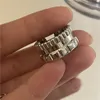 Cluster-Ringe Origin Sommer Einzigartiges Design Ledergürtelring für Frauen Mädchen Gold Silber Farbe Offener metallischer breiter Zeigefingerschmuck