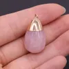 Elegant Natursten Charms Waterdrop Hängsmycke Rose Quartz Healing Reiki Crystal Diy Halsband Örhängen Kvinnor Mode Smycken Hitta 16x30mm