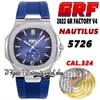 2022 GRF V4 5726 Cal.324SC A324 Automatic Mens Watch Annual Calendar Moon Phase Blue Textured Dial Stainless Steel Case Leather Strap Super version eternity Watches