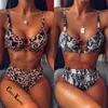 Catei Karrui nouveau maillot de bain femme marque Design imprimé léopard Bikini maillot de bain fendu haute qualité Sexy Bikini taille haute plus sizeX0523