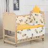 5Pcs 11060CM Newborn Baby Bedding Set For Girl Boy Crib Bumper Protector Crown Design Baby Bed Sheet Pillowcase5105665