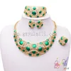 Earrings & Necklace Gold-color Set Bollywood Fashion Jewelry Big Alloy Green Oil Drip 2021 Wholesale