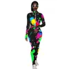 Gradient Print Women Hooded Zipper Up Tops + Pencil Jogger Pants Suit Active Wear Tuta a due pezzi Fitness Abiti sexy 210525