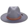 خريف الشتاء شمس قبعة النساء رجال فيدورا كلاسيكية واسعة شعرت Cloche cap cap appeau تقليد الصوف L XL 211227