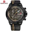 NAVIFORCE Luxury Brand Watches Men Sport Leather 24 hour Date Quartz Watch Man Waterproof Clock Men's Army Military Wrist Watch 210517